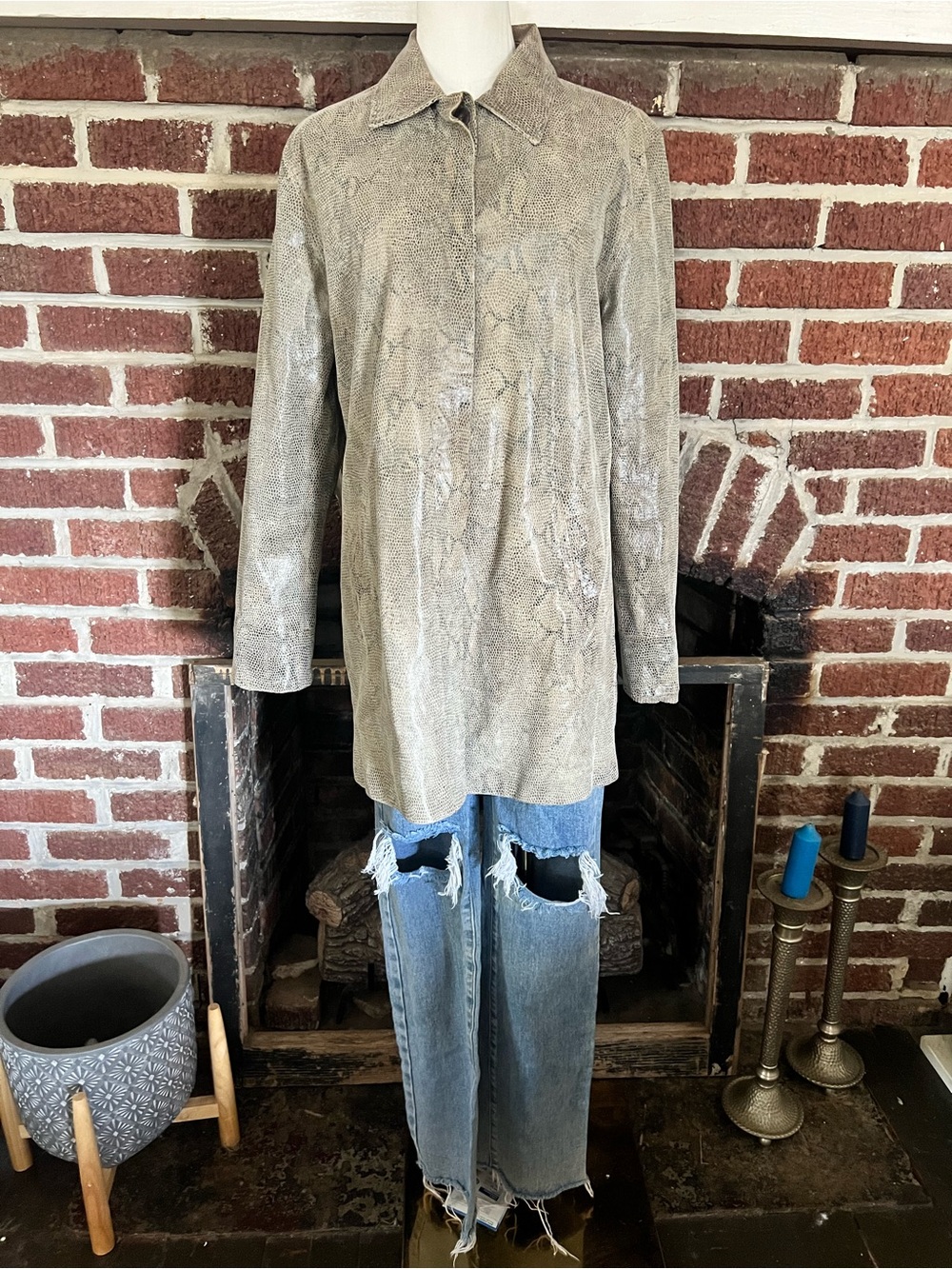 express world brand leather shacket